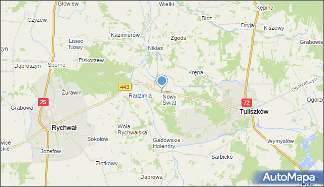 mapa Nowy Świat, Nowy Świat gmina Tuliszków na mapie Targeo